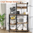 LinkRomat Bakers Rack with Storage Cabinet, Kitchen Bakers Rack Microwave Stand & Coffee Bar Cabinet with 5 S-Hooks, Rustic Kitchen Shelf Organizer