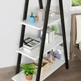 LinkRomat 4-Tier Ladder Bookshelf, Standing Bedroom Ladder Shelf, Open Display Shelves, Plant Stand Shelf Indoor, MDF Bookshelves for Living Room, Office, Small Spaces