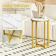 LinkRomat Marble Side Table Set of 2, Small Round End Table with Metal Frame, Bedside Corner Table for Living Room & Bedroom, Gold