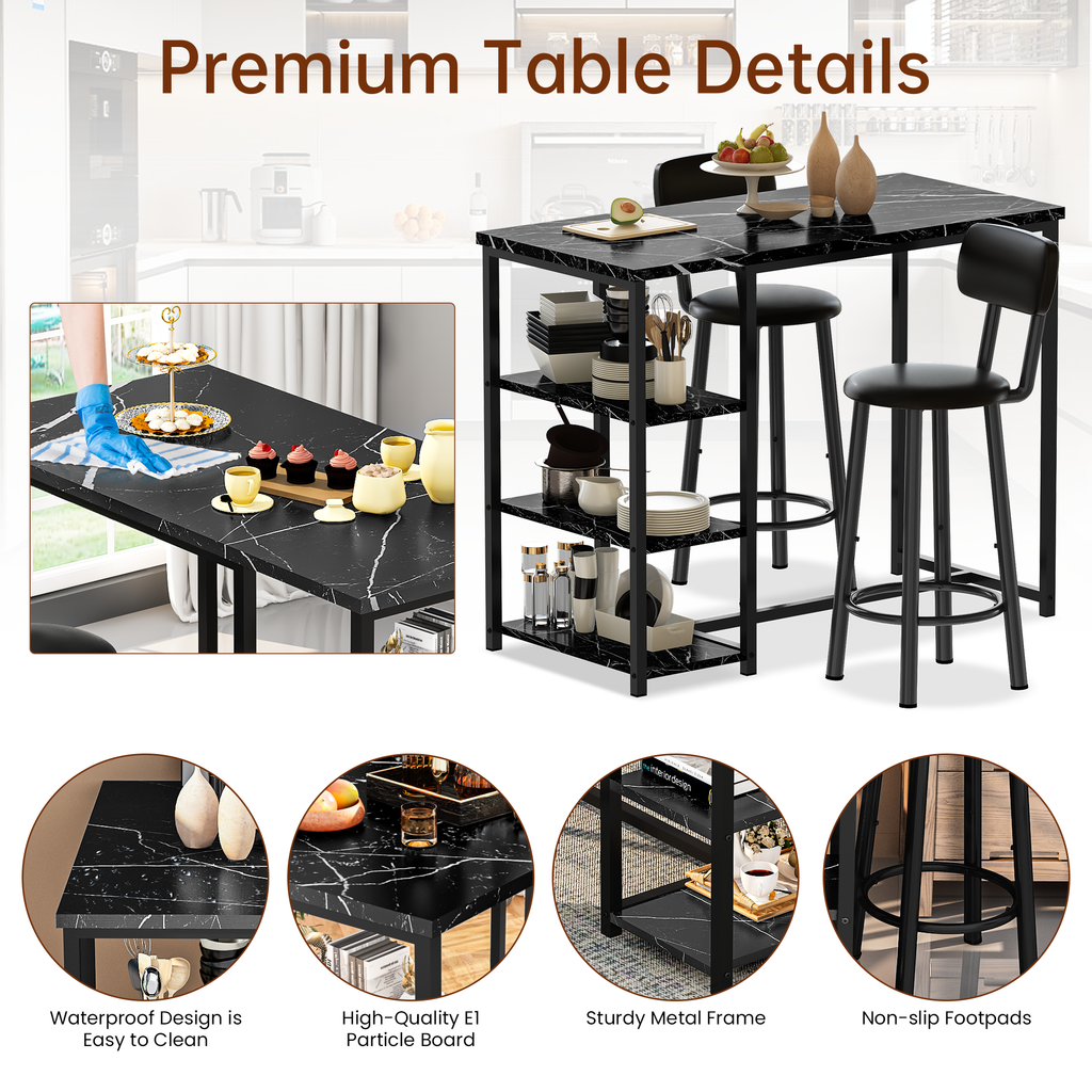 LinkRomat 7-Piece Dining Table Set for 6 with Faux Leather Chairs, Modern Kitchen & Dining Room Table Set, Rectangular Dinner Table and Chairs for 6 People