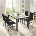 LinkRomat 5-Piece Marble Dining Table Set, Modern Kitchen Table and 4 Upholstered Black PU Chairs for Dining Room, Dinette, Compact Space Saving Dining Furniture Set, Table Edging