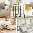 LinkRomat Marble Side Table Set of 2, Small Round End Table with Metal Frame, Bedside Corner Table for Living Room & Bedroom, Gold