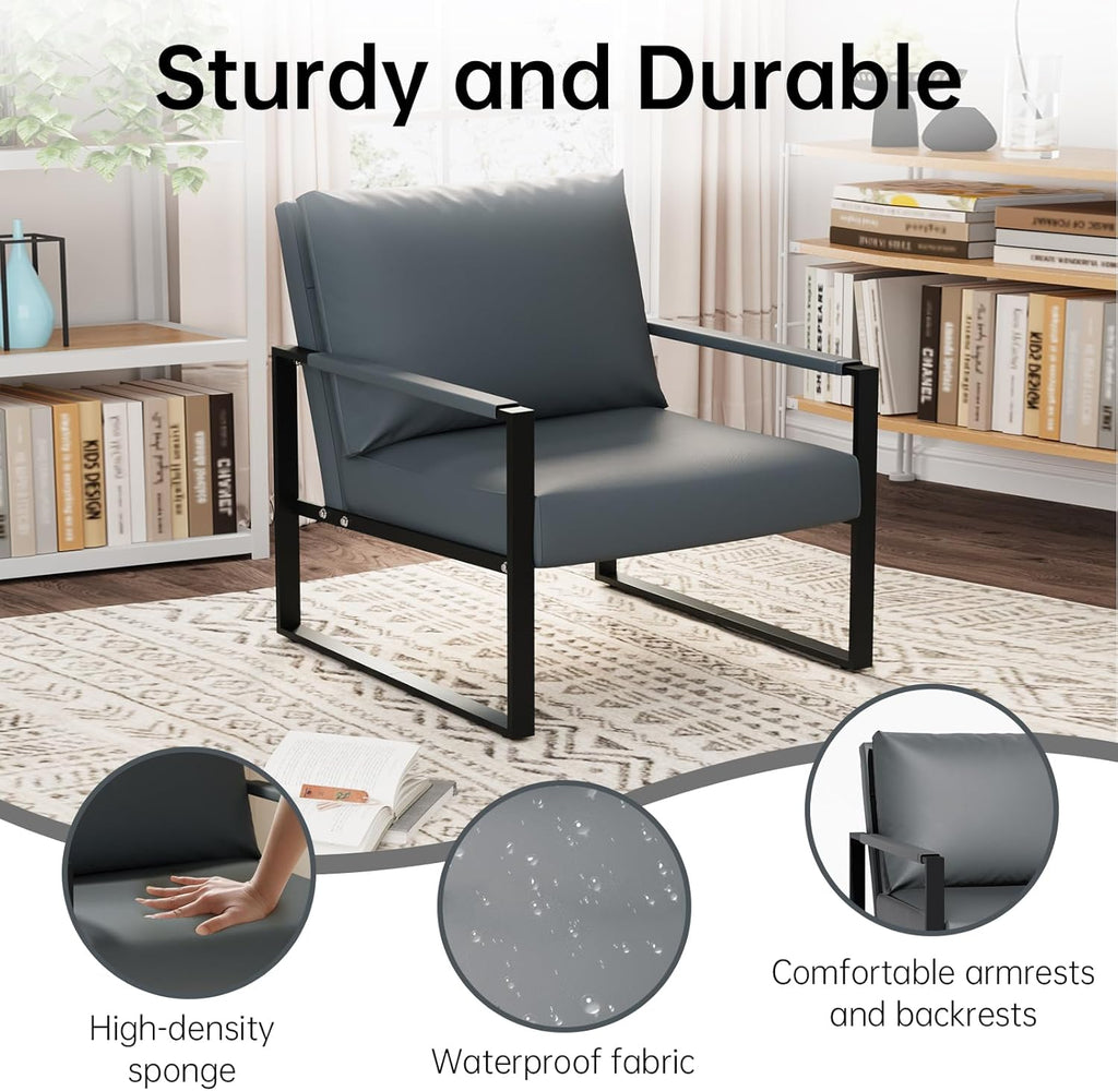 LinkRomat Accent Chair Set of 2 Leather Modern Comfortable Waiting Room Chairs Easy to Clean Couch Chair for Bedroom Living Room Office,Orange