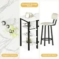 LinkRomat Bar Table and Chairs Set for 2, Marble Kitchen Island Table with 2 PU Bar Stools, Tall Kitchen Table and Chairs with Storage for Small Spaces, Home & Apartment, White