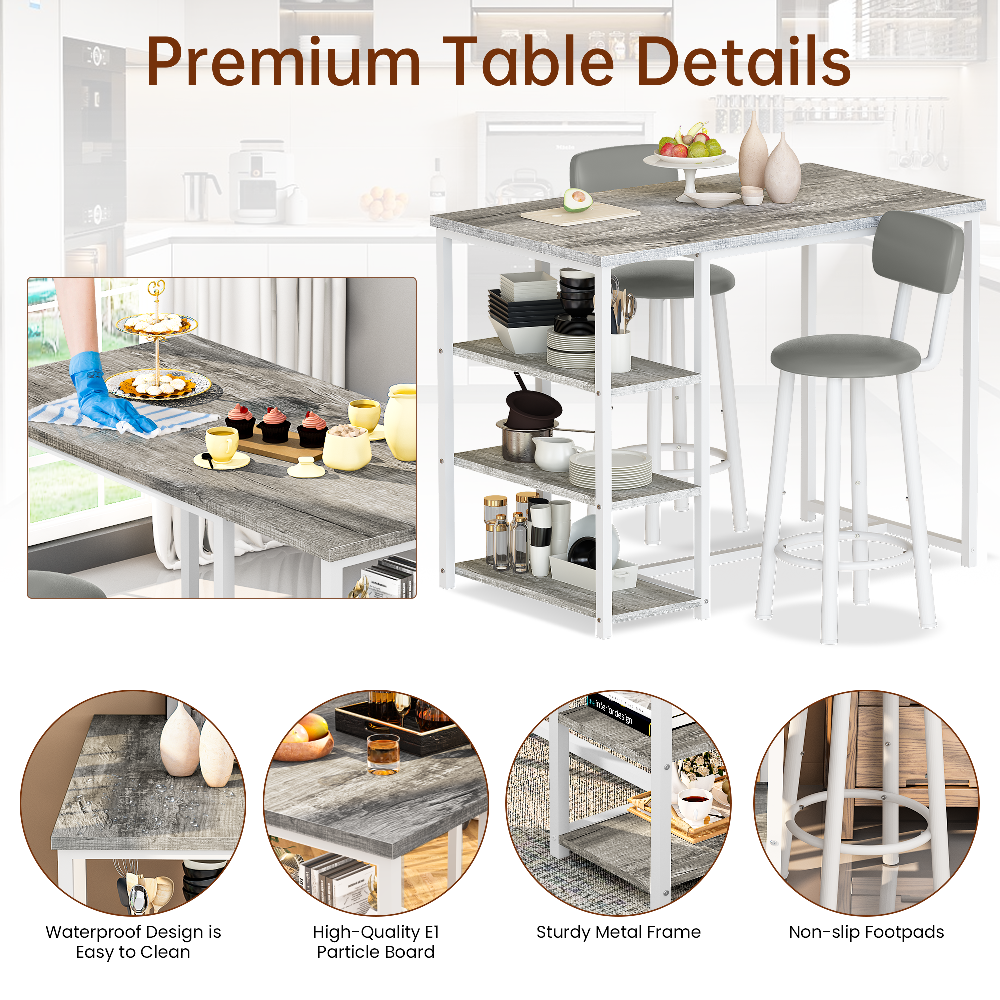 LinkRomat 7-Piece Dining Table Set for 6 with Faux Leather Chairs, Modern Kitchen & Dining Room Table Set, Rectangular Dinner Table and Chairs for 6 People