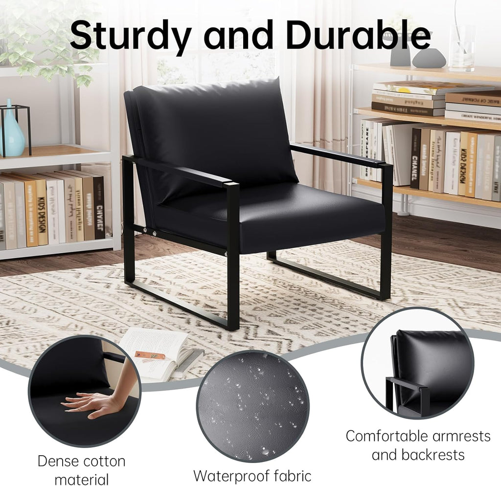 LinkRomat Accent Chair Set of 2 Leather Modern Comfortable Waiting Room Chairs Easy to Clean Couch Chair for Bedroom Living Room Office,Orange