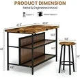 LinkRomat Kitchen Island with Stools & Storage, 3 Piece Modern Bar Table Set for 2, Small Kitchen Table for Apartment, Home Bar, Dining Room, White