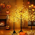 LinkRomat Halloween Tree Set for 3, 4FT 5FT 6FT with 200 LED Lights & 24 Ornaments, Halloween Decorations Home Party Indoor Outdoor