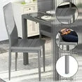 LinkRomat 7-Piece Glass Dining Table Set for 6, Modern Kitchen Table with PU Leather Chairs, Black Dining Room Table and Chairs Set for Small Space, Apartment