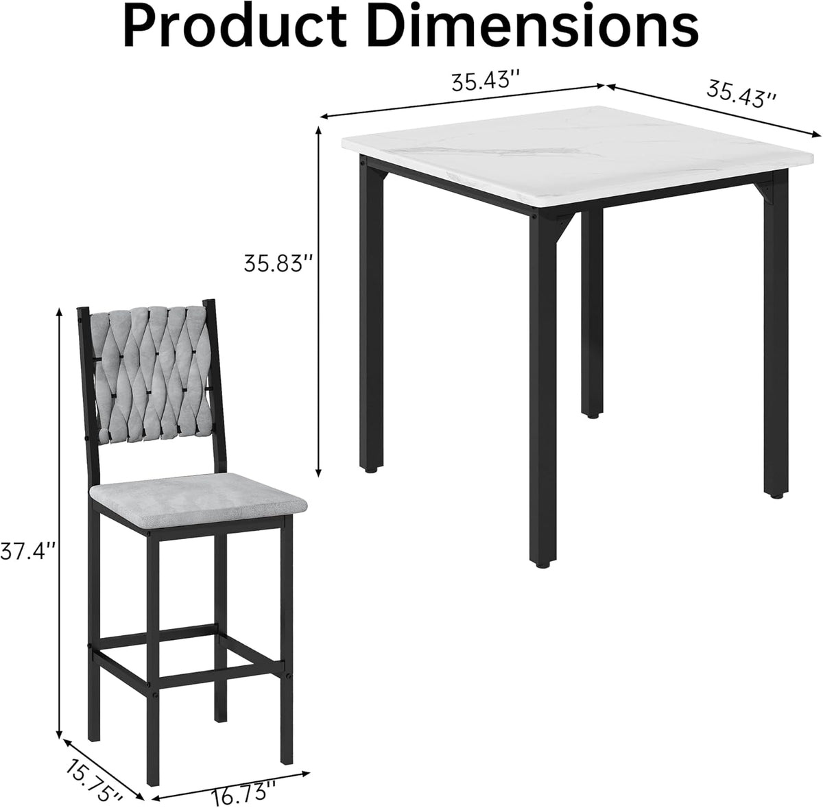 MOOSENG 5-Piece Counter Height Dining Table Set, Square Kitchen Table Set for 4 & 4 Velvet Bar Stools, Modern High Top Compact Dining Set Table for Small Spaces