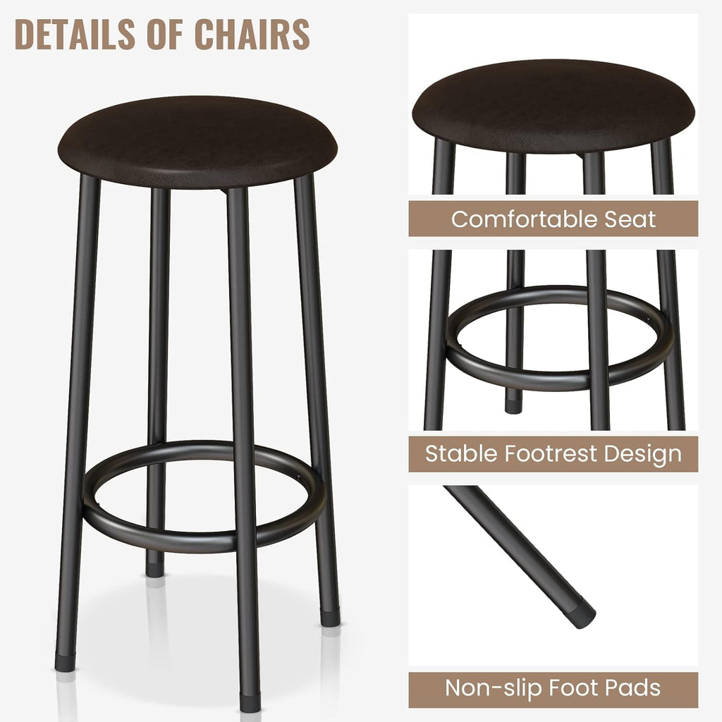 MOOSENG 3-Piece Kitchen Island Set with Storage, Wooden Bar Table and 2 Stools, Industrial Modern Counter Height Dining Table Sets for Small Spaces, Dining Room