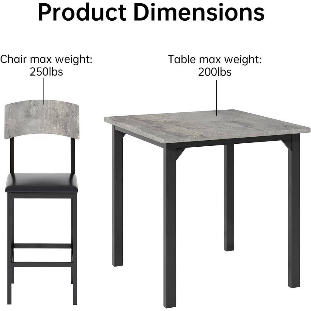 MOOSENG 5-Piece Counter Height Dining Table Set, Square Kitchen Table Set for 4 & 4 Velvet Bar Stools, Modern High Top Compact Dining Set Table for Small Spaces