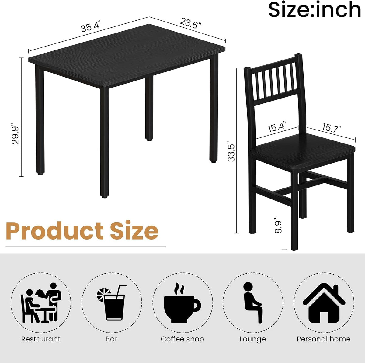 Cvortll 3-Piece Dining Table Set for 2,Wooden Farmhouse Dining Table with Storage,Square Kitchen Table Set for Dining Room,Small Space