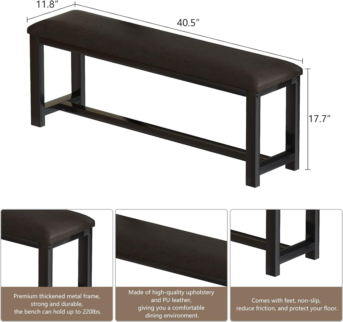 Cvortll Breakfast Nook Table Set,Coffee Table with Bench for 4-6 People, Kitchen Tables Set for Small Spaces