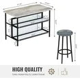 LinkRomat Kitchen Island with Stools & Storage, 3 Piece Modern Bar Table Set for 2, Small Kitchen Table for Apartment, Home Bar, Dining Room, White