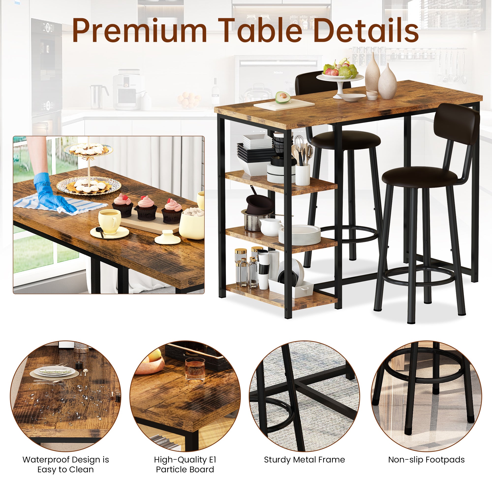 LinkRomat 7-Piece Dining Table Set for 6 with Faux Leather Chairs, Modern Kitchen & Dining Room Table Set, Rectangular Dinner Table and Chairs for 6 People