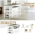 LinkRomat Bar Table and Chairs Set for 2, Marble Kitchen Island Table with 2 PU Bar Stools, Tall Kitchen Table and Chairs with Storage for Small Spaces, Home & Apartment, White