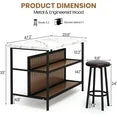 LinkRomat Kitchen Island with Stools & Storage, 3 Piece Modern Bar Table Set for 2, Small Kitchen Table for Apartment, Home Bar, Dining Room, White