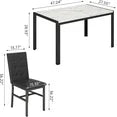 LinkRomat 5-Piece Marble Dining Table Set, Modern Kitchen Table and 4 Upholstered Black PU Chairs for Dining Room, Dinette, Compact Space Saving Dining Furniture Set, Table Edging