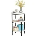 LinkRomat Marble Side Table Set of 2, 3-Tier Small Round End Table with Metal Frame, Bedside Corner Table for Living Room & Bedroom, White+Gold