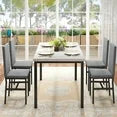 LinkRomat 5-Piece Dining Table Sets, Modern Faux Marble Tabletop & 4 Velvet Chairs, Space Saving Kitchen Table Set for Small Spaces, Dining Room, Kitchen, White & Blue