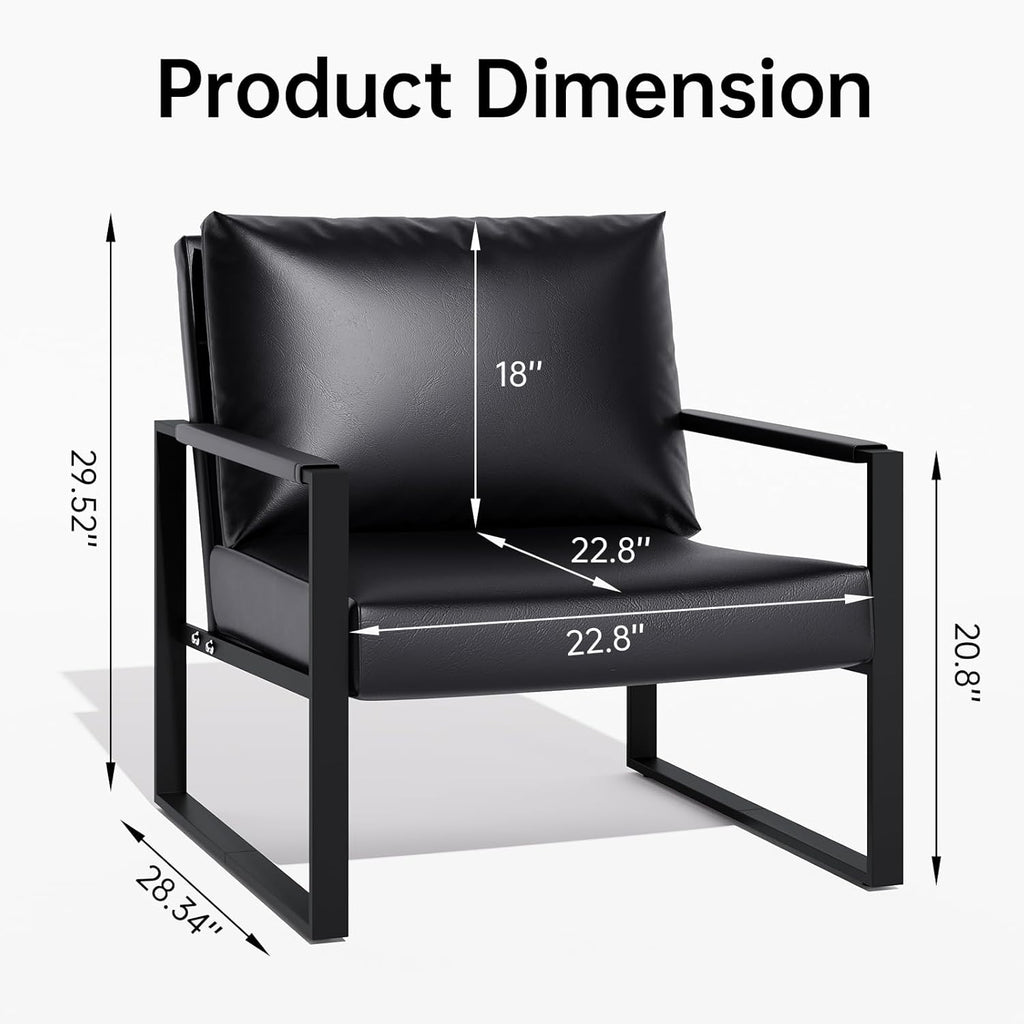 LinkRomat Accent Chair Set of 2 Leather Modern Comfortable Waiting Room Chairs Easy to Clean Couch Chair for Bedroom Living Room Office,Orange