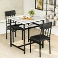 LinkRomat 3-Piece Dining Table Set, Square Industrial Compact Bistro Table with 2 Upholstered Chairs, Built-in Storage Rack, Kitchen Breakfast Nook, Modern Dining Set for Kitchen & Dining, White