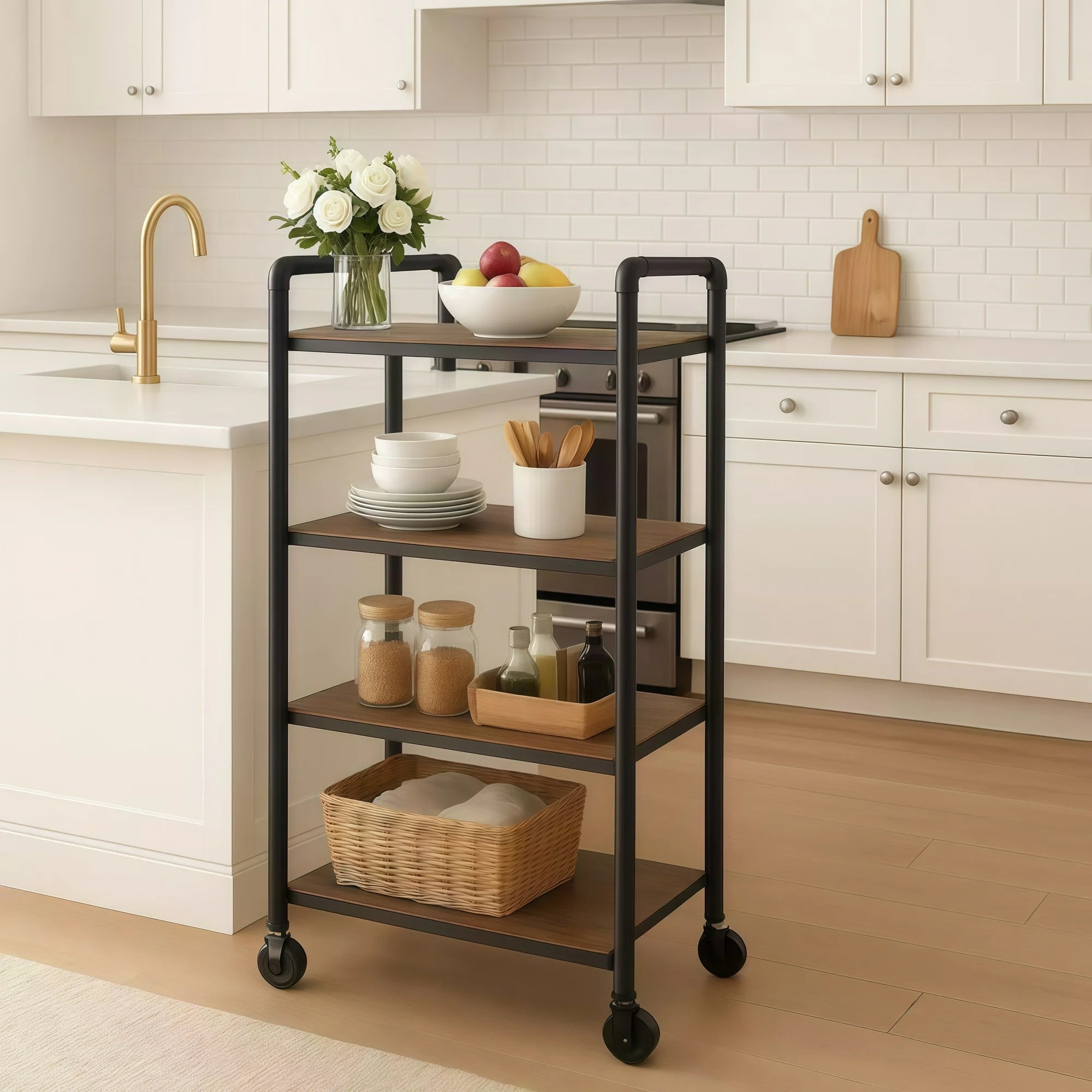 LTTROMAT Slim Rolling Storage Cart 6 Tier Bathroom Organizer Mobile Shelving Unit Utility Cart Tower Rack for Kitchen Laundry Narrow Places, Black