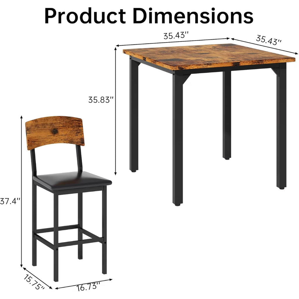MOOSENG 5-Piece Counter Height Dining Table Set, Square Kitchen Table Set for 4 & 4 Velvet Bar Stools, Modern High Top Compact Dining Set Table for Small Spaces