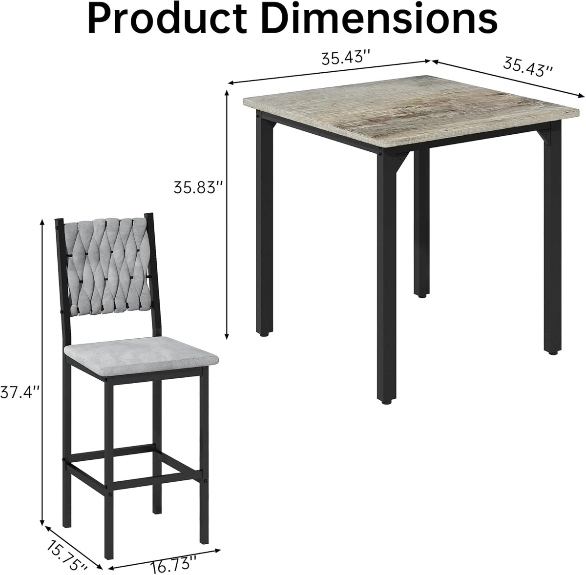 MOOSENG 5-Piece Counter Height Dining Table Set, Square Kitchen Table Set for 4 & 4 Velvet Bar Stools, Modern High Top Compact Dining Set Table for Small Spaces