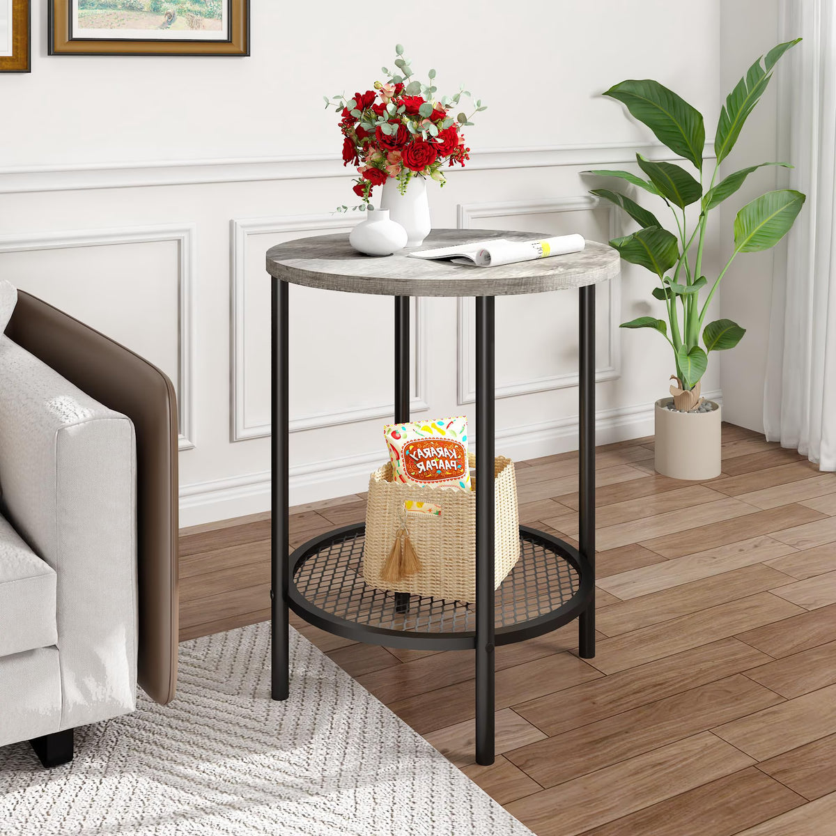 MOOSENG Coffee Table Set of 3, Industrial Vintage Wood Coffee Table with 2 Square End Side Tables, Easy Assembly Living Room Table Set for Offices, Living Rooms and Apartments