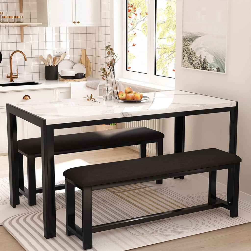 Cvortll Breakfast Nook Table Set,Coffee Table with Bench for 4-6 People, Kitchen Tables Set for Small Spaces