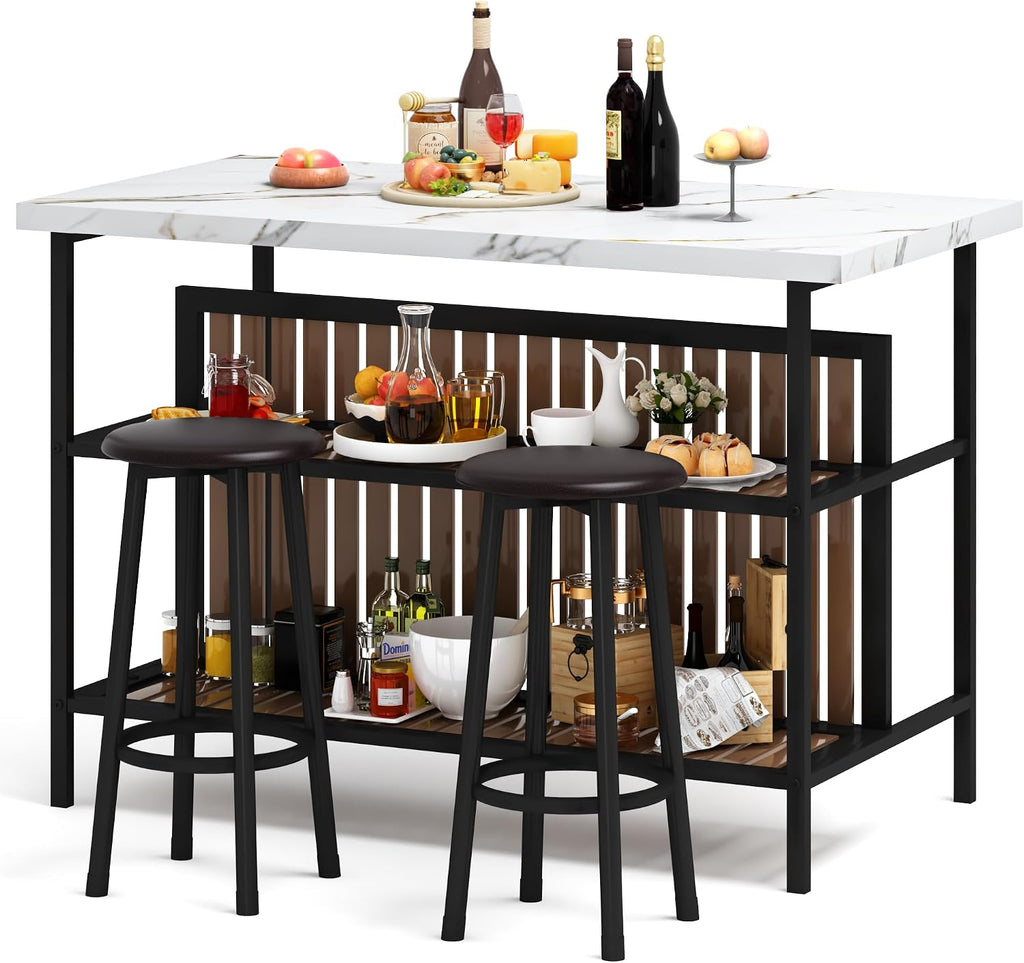 Recaceik Kitchen Island with Seating, Wooden Counter Height Table