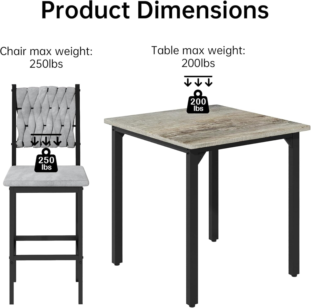 MOOSENG 5-Piece Counter Height Dining Table Set, Square Kitchen Table Set for 4 & 4 Velvet Bar Stools, Modern High Top Compact Dining Set Table for Small Spaces