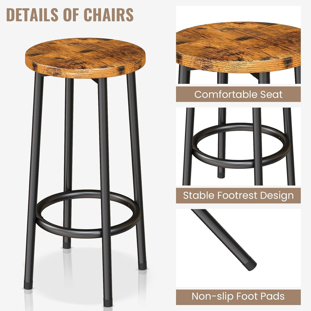 MOOSENG 3-Piece Kitchen Island Set with Storage, Wooden Bar Table and 2 Stools, Industrial Modern Counter Height Dining Table Sets for Small Spaces, Dining Room