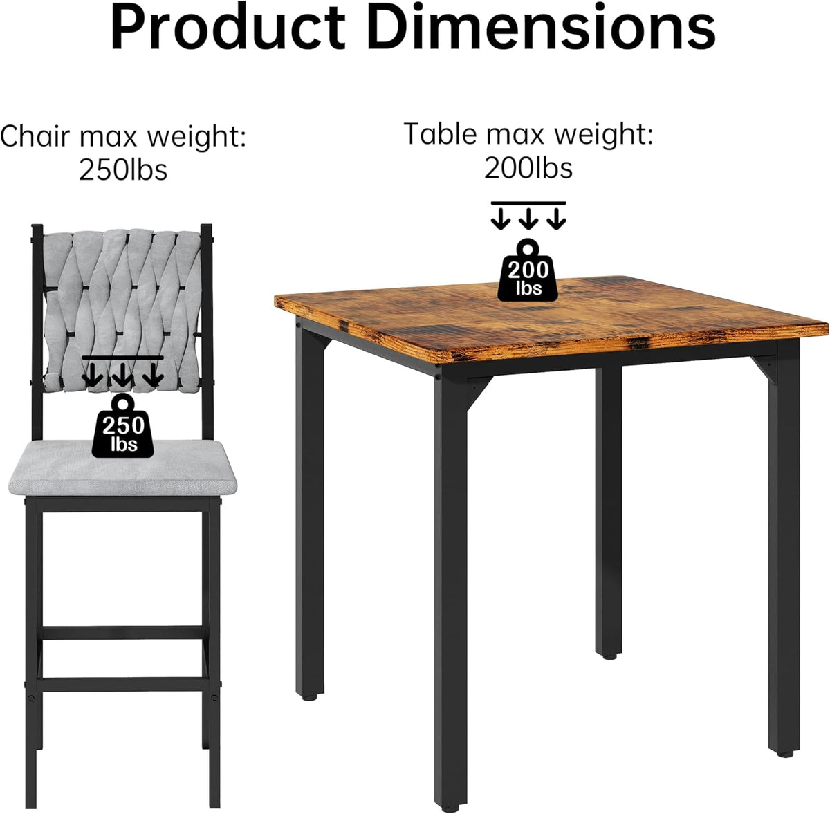 MOOSENG 5-Piece Counter Height Dining Table Set, Square Kitchen Table Set for 4 & 4 Velvet Bar Stools, Modern High Top Compact Dining Set Table for Small Spaces