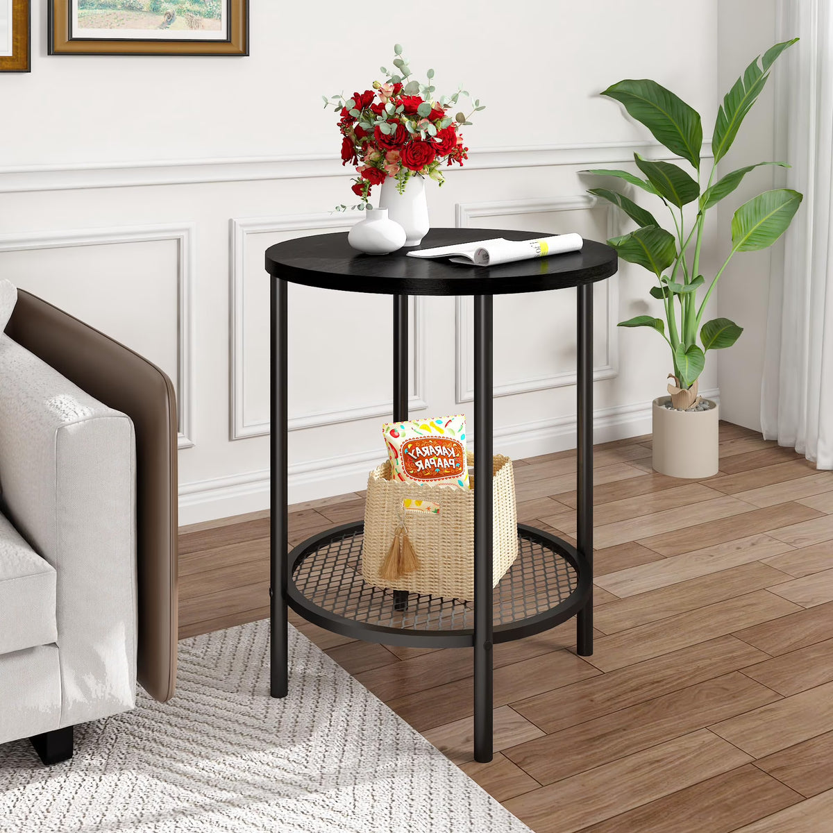 MOOSENG Coffee Table Set of 3, Industrial Vintage Wood Coffee Table with 2 Square End Side Tables, Easy Assembly Living Room Table Set for Offices, Living Rooms and Apartments