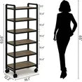 LTTROMAT Slim Rolling Storage Cart 6 Tier Bathroom Organizer Mobile Shelving Unit Utility Cart Tower Rack for Kitchen Laundry Narrow Places, Black