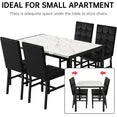 LinkRomat 5-Piece Marble Dining Table Set, Modern Kitchen Table and 4 Upholstered Black PU Chairs for Dining Room, Dinette, Compact Space Saving Dining Furniture Set, Table Edging