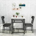 LinkRomat 3-Piece Dining Table Set, Square Industrial Compact Bistro Table with 2 Upholstered Chairs, Built-in Storage Rack, Kitchen Breakfast Nook, Modern Dining Set for Kitchen & Dining, White