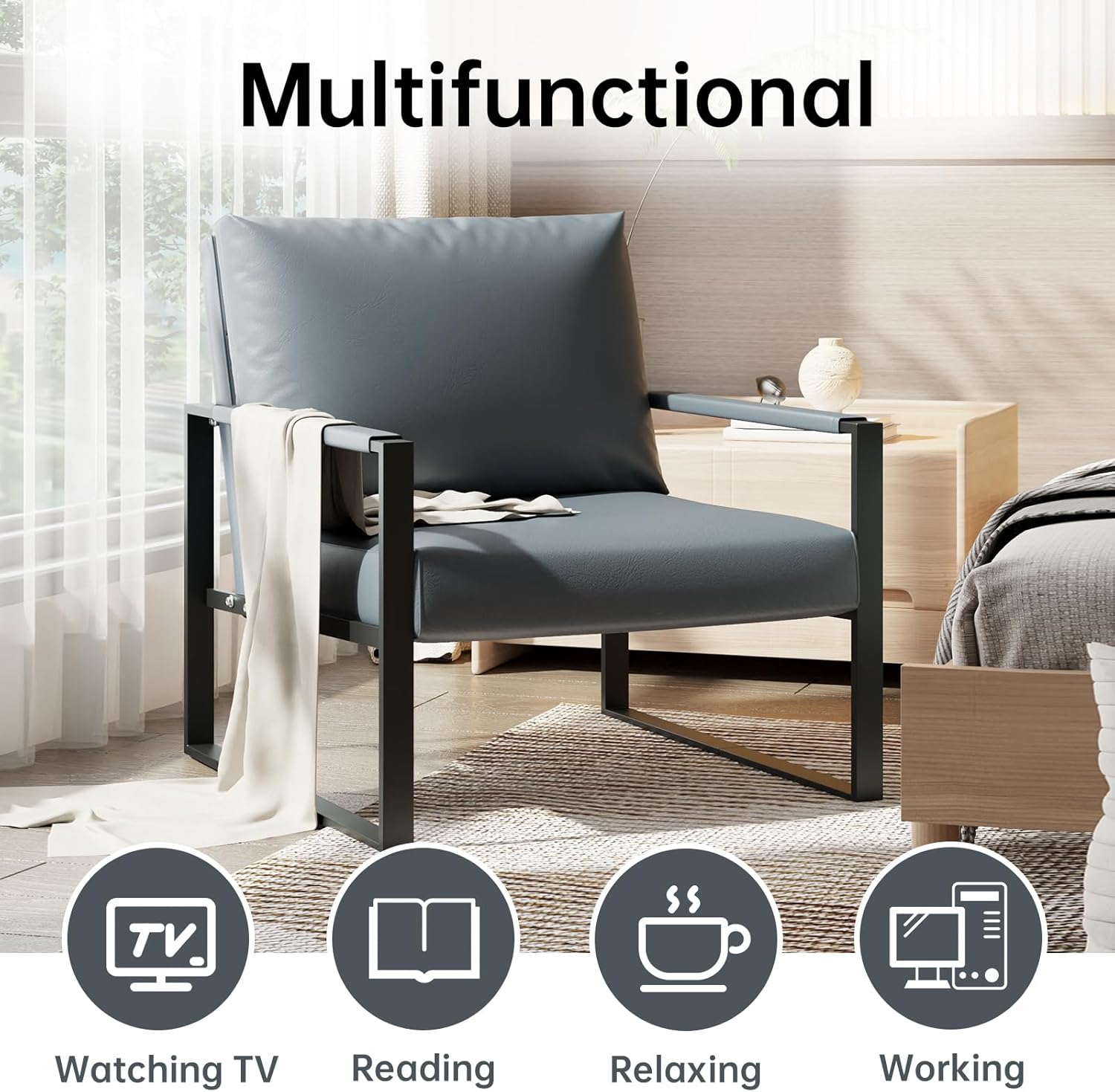 LinkRomat Accent Chair Set of 2 Leather Modern Comfortable Waiting Room Chairs Easy to Clean Couch Chair for Bedroom Living Room Office,Orange