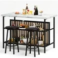 LinkRomat Kitchen Island with Stools & Storage, 3 Piece Modern Bar Table Set for 2, Small Kitchen Table for Apartment, Home Bar, Dining Room, White