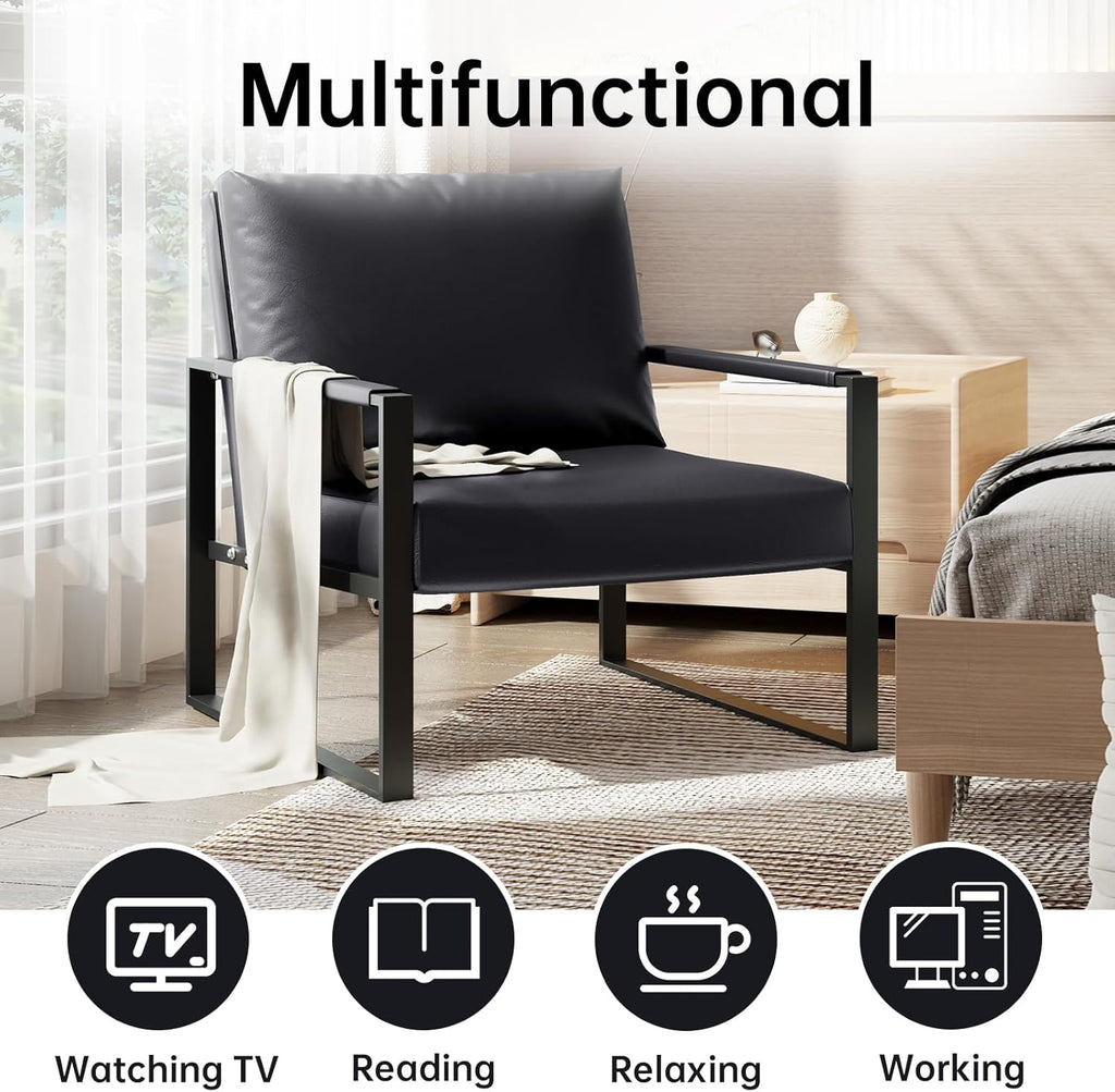 LinkRomat Accent Chair Set of 2 Leather Modern Comfortable Waiting Room Chairs Easy to Clean Couch Chair for Bedroom Living Room Office,Orange