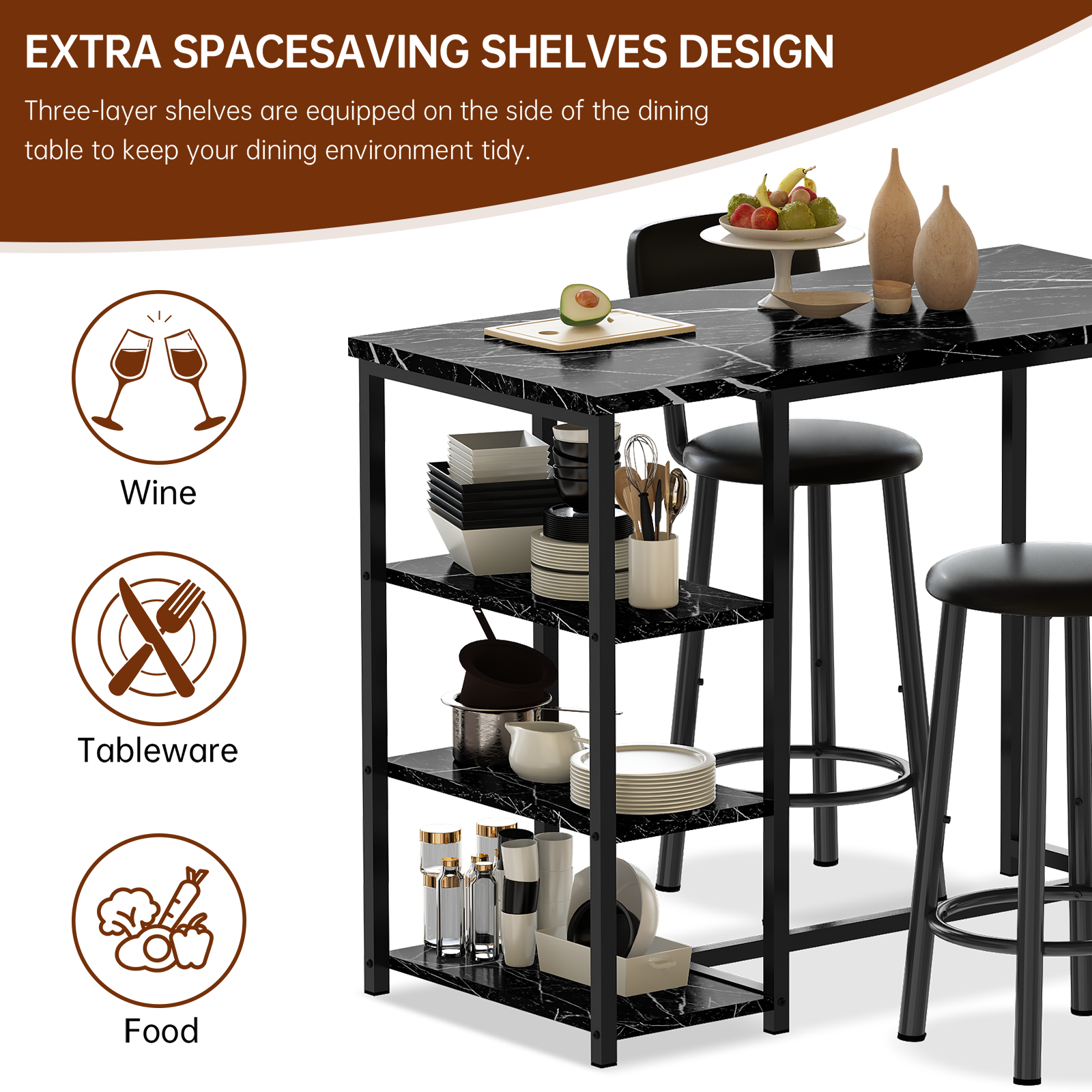 LinkRomat 7-Piece Dining Table Set for 6 with Faux Leather Chairs, Modern Kitchen & Dining Room Table Set, Rectangular Dinner Table and Chairs for 6 People