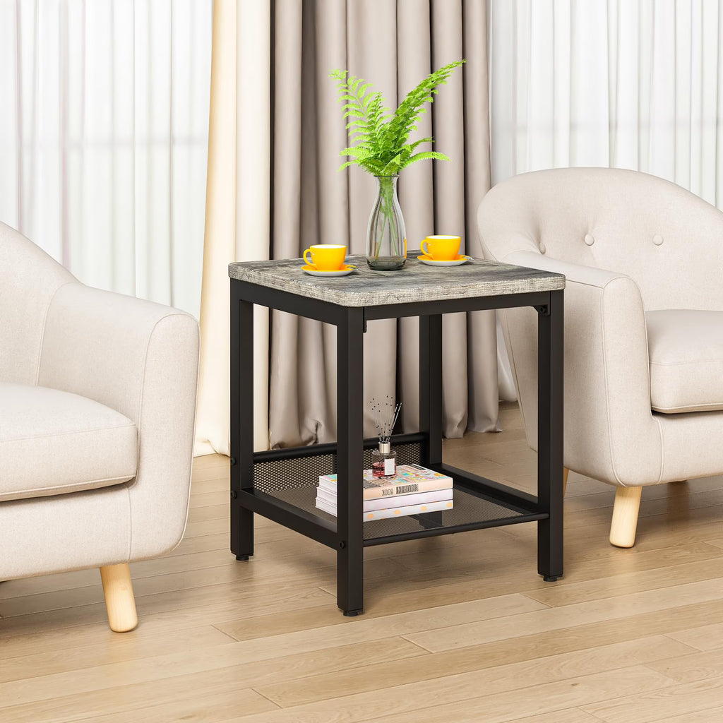 MOOSENG Coffee Table Set of 3, Industrial Vintage Wood Coffee Table with 2 Square End Side Tables, Easy Assembly Living Room Table Set for Offices, Living Rooms and Apartments