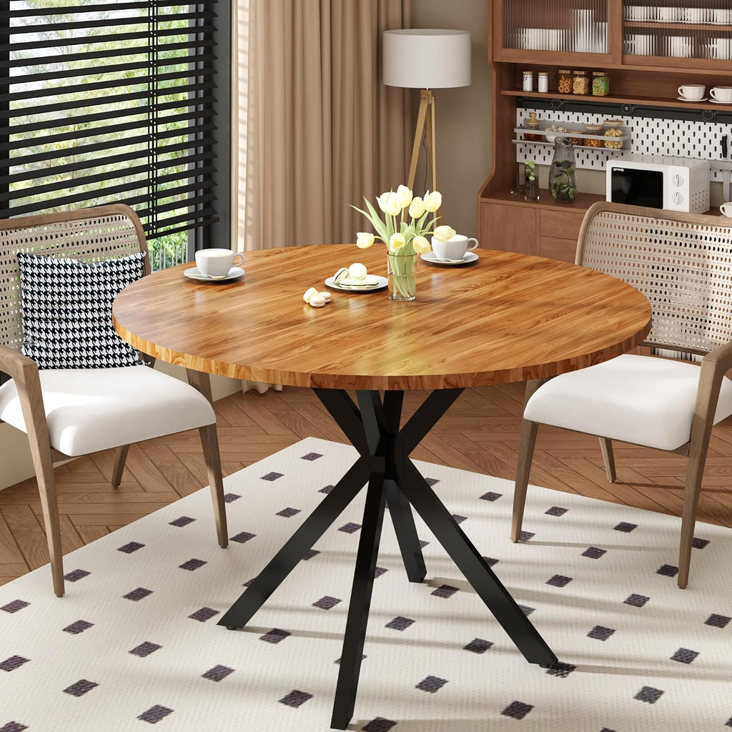 Cvortll Round Dining Table for 4 People, 39 inch Modern Round Dining Table with Metal Legs, Kitchen Dinner Table for Living Room, Dining Room
