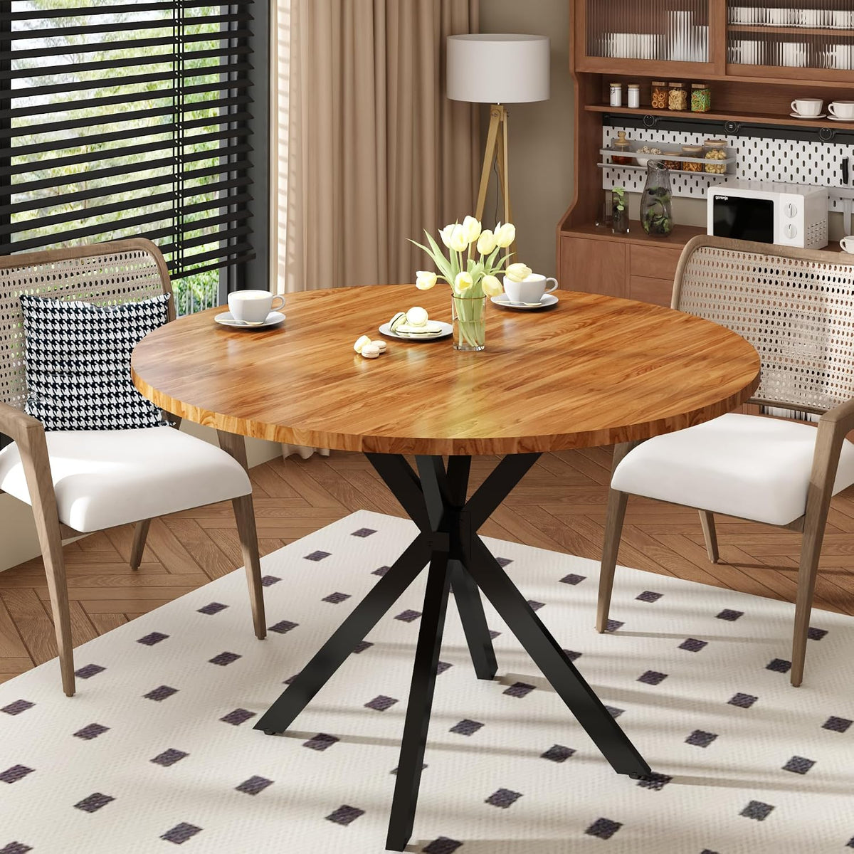 Cvortll Round Dining Table for 4 People, 39 inch Modern Round Dining Table with Metal Legs, Kitchen Dinner Table for Living Room, Dining Room