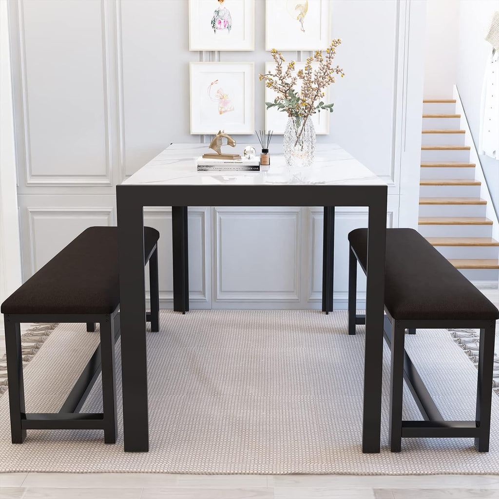 Cvortll Breakfast Nook Table Set,Coffee Table with Bench for 4-6 People, Kitchen Tables Set for Small Spaces