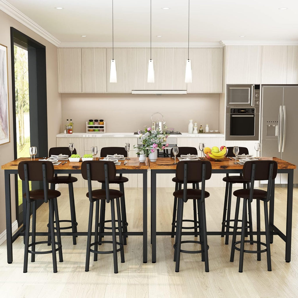 MOOSENG 4-Piece Counter Height Bar Table Dining Set with Metal Frame & 4 PU Stools, Space-Saving for Kitchen, Restaurant, Small Apartment