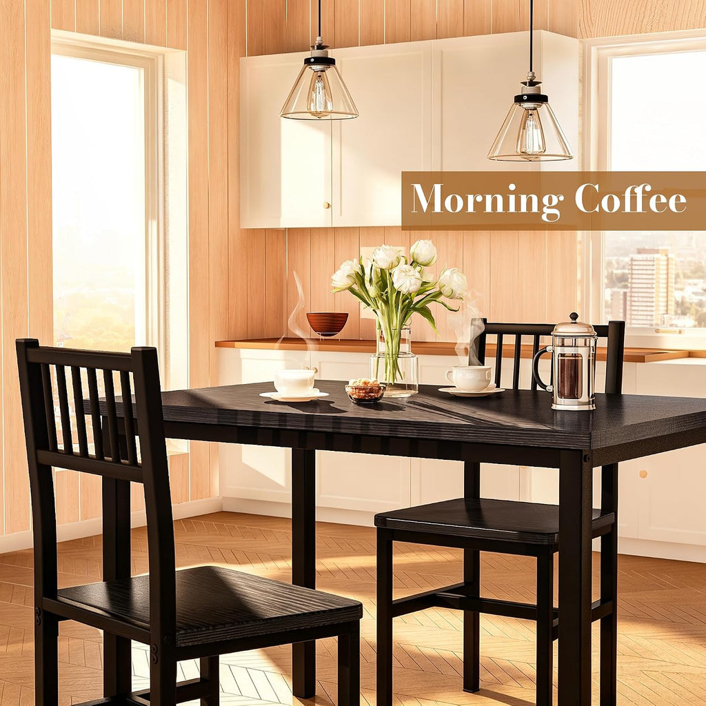 Cvortll 3-Piece Dining Table Set for 2,Wooden Farmhouse Dining Table with Storage,Square Kitchen Table Set for Dining Room,Small Space